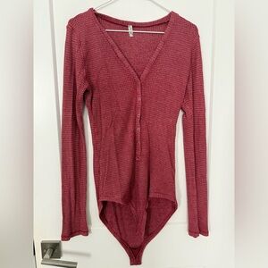 Free People Long Sleeve Button Down Bodysuit